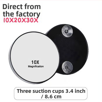 Портативно козметично увеличително огледало с 10x/20x/30x увеличение, вакуумна чашка за закрепване, ABS рамка и алуминиево огледало