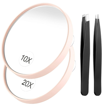 Портативно козметично увеличително огледало с 10x/20x/30x увеличение, вакуумна чашка за закрепване, ABS рамка и алуминиево огледало