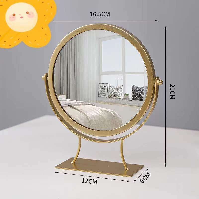 Nordijsko metalno stolno ogledalo za šminkanje s prostorom za ruž i nakit