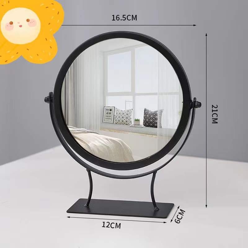 Nordijsko metalno stolno ogledalo za šminkanje s prostorom za ruž i nakit