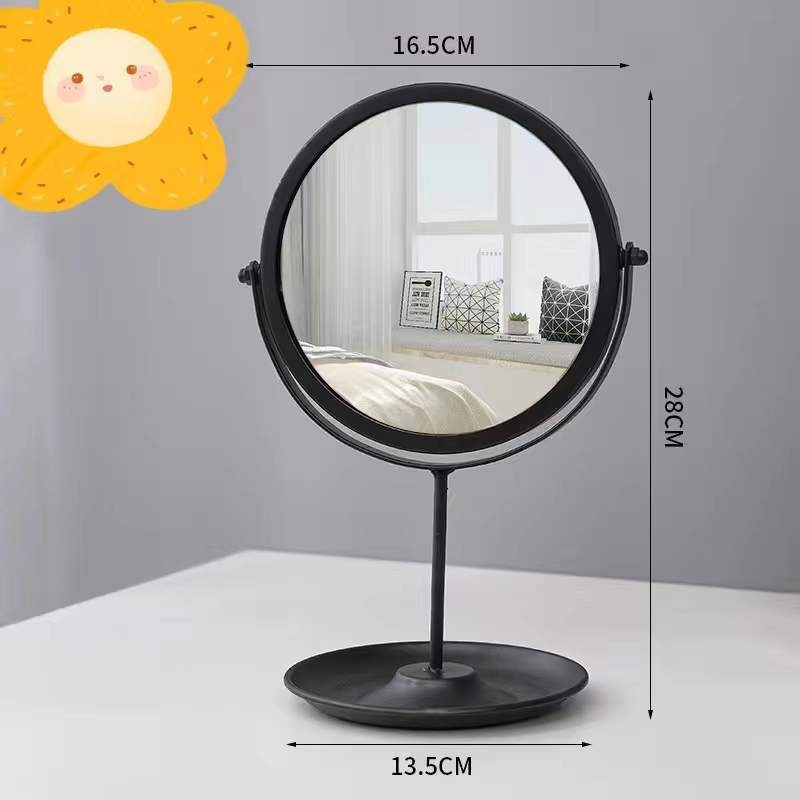 Nordijsko metalno stolno ogledalo za šminkanje s prostorom za ruž i nakit