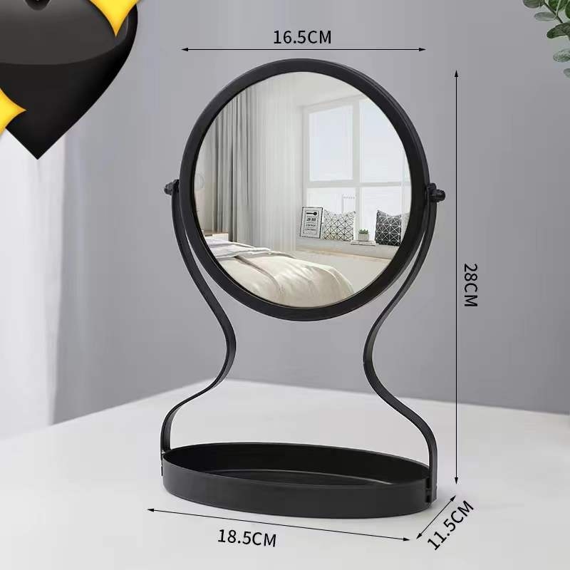 Nordijsko metalno stolno ogledalo za šminkanje s prostorom za ruž i nakit