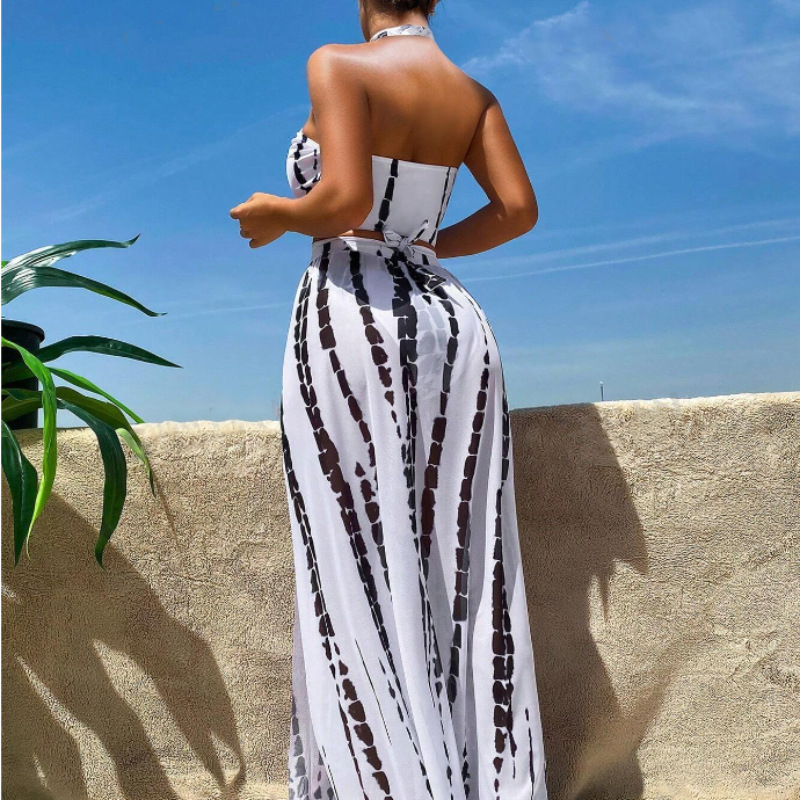 Γυναικείο σετ μπικίνι τριών τεμαχίων ριγέ, με μαξιλάρι στήθους, ύφασμα πολυεστέρα, βάρος 220 g