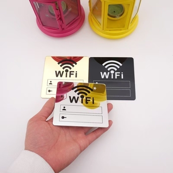 Akrilni ogledni zidni naljepnik s WiFi logom za restorane, ure i salone ljepote