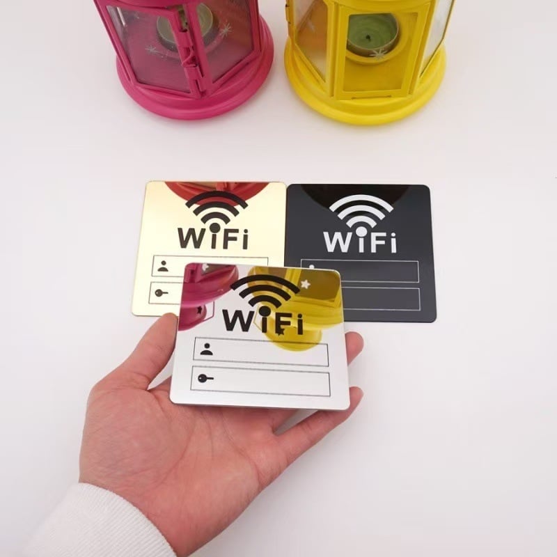 Akrilni ogledni zidni naljepnik s WiFi logom za restorane, ure i salone ljepote