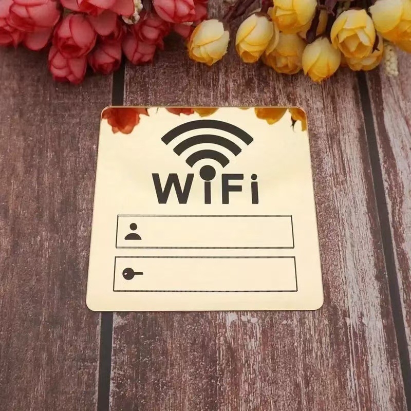 Akrilni ogledni zidni naljepnik s WiFi logom za restorane, ure i salone ljepote
