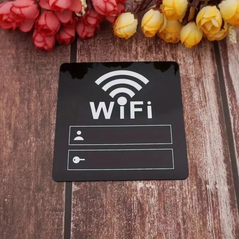 Akrilni ogledni zidni naljepnik s WiFi logom za restorane, ure i salone ljepote