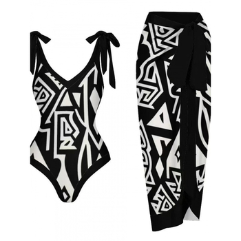 Γυναικείο ολόσωμο μαγιό – V-λαιμός, αναστρέψιμο, μοτίλο με διαχωρισμένο σχέδιο, νάιλον με επένδυση από σπαντέξ, με επένδυση για το στήθος