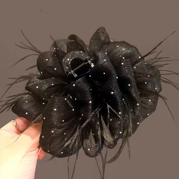 Κλιπ μαλλιών με φιόγκο από διχτυωτό ύφασμα για την πίσω περιοχή του κεφαλιού, αξεσουάρ κεφαλής, καλοκαίρι 2024, προσωποποιημένη τάση