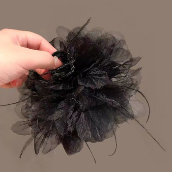 Κλιπ μαλλιών με φιόγκο από διχτυωτό ύφασμα για την πίσω περιοχή του κεφαλιού, αξεσουάρ κεφαλής, καλοκαίρι 2024, προσωποποιημένη τάση