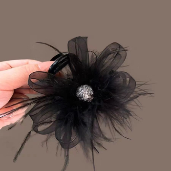 Κλιπ μαλλιών με φιόγκο από διχτυωτό ύφασμα για την πίσω περιοχή του κεφαλιού, αξεσουάρ κεφαλής, καλοκαίρι 2024, προσωποποιημένη τάση