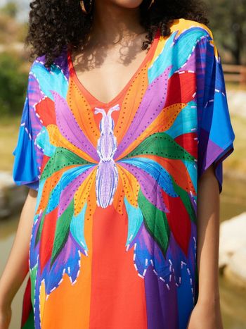 Καλύμματα παραλίας από ρεϊόν με εκτύπωση, επένδυση από βαμβάκι, 300 g/m², κατάλληλο για κολύμβηση και βάδισμα στα νερά