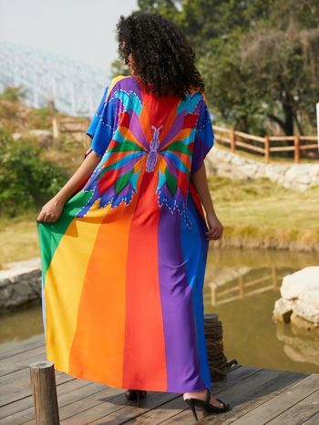 Καλύμματα παραλίας από ρεϊόν με εκτύπωση, επένδυση από βαμβάκι, 300 g/m², κατάλληλο για κολύμβηση και βάδισμα στα νερά