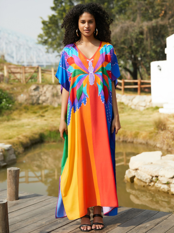 Καλύμματα παραλίας από ρεϊόν με εκτύπωση, επένδυση από βαμβάκι, 300 g/m², κατάλληλο για κολύμβηση και βάδισμα στα νερά