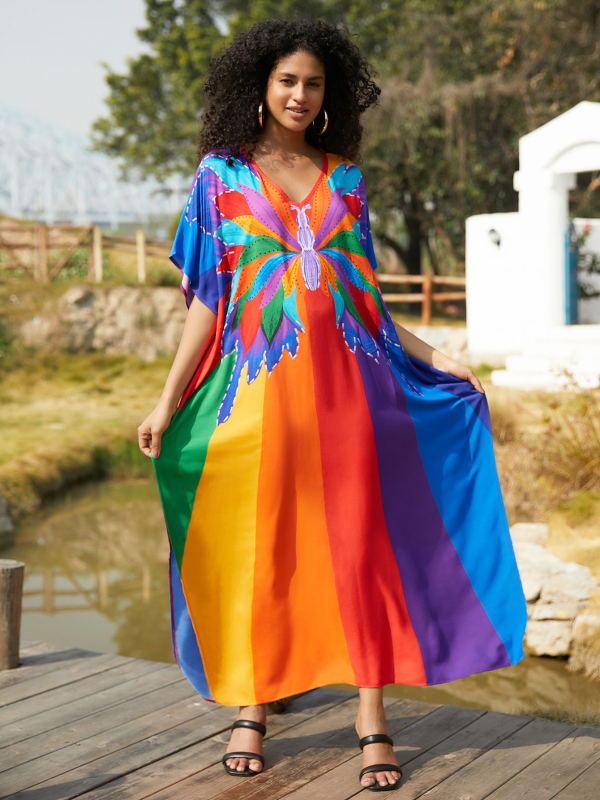 Καλύμματα παραλίας από ρεϊόν με εκτύπωση, επένδυση από βαμβάκι, 300 g/m², κατάλληλο για κολύμβηση και βάδισμα στα νερά