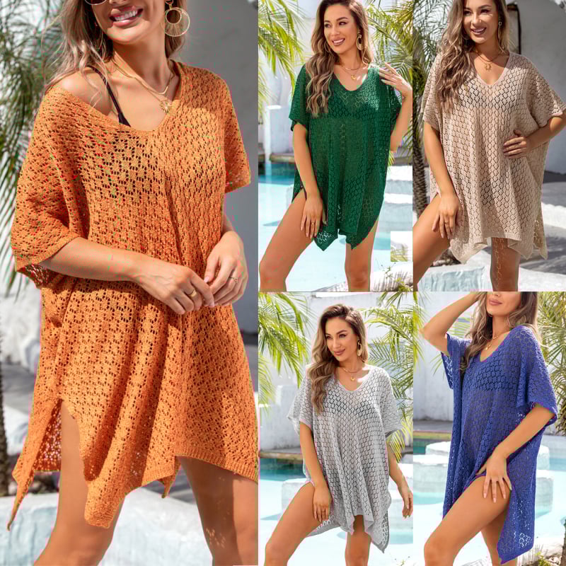 Πλεκτό κάλυμμα παραλίας με σκισίματα για γυναίκες, 100% πολυεστέρας, επένδυση: βαμβάκι; σύνθεση επένδυσης: ακρυλικό 100%, βάρος 330 g