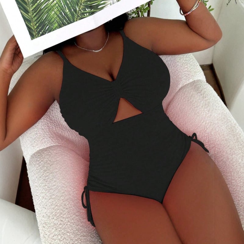 Costum de baie întreg pentru femei, cu decupaj la spate, fără bretele; cu căptușeală la bust; poliester; căptușeala elastan 20%; uscare rapidă; durabil; fără suport metalic. (Specificații principale: poliester; căptușeală elastan 20%; uscare rapidă; înaltă