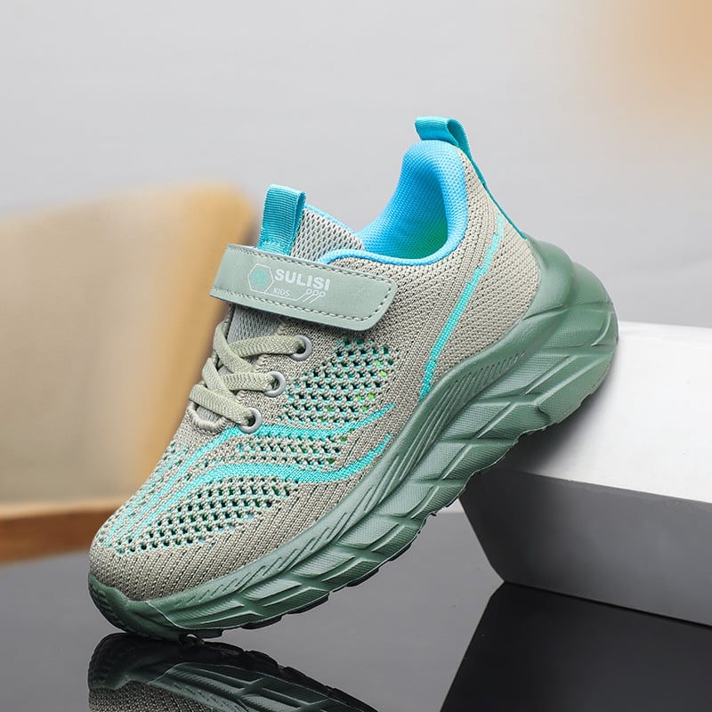 Bērnu skrienošās kurpes – elpojoša sietiņa augšdaļa, viegla EVA zole, Velcro aizdare, svītru raksts