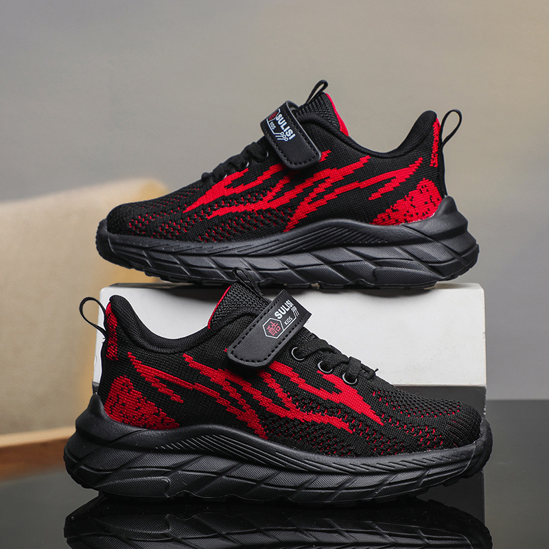 Bērnu skrienošās kurpes – elpojoša sietiņa augšdaļa, viegla EVA zole, Velcro aizdare, svītru raksts