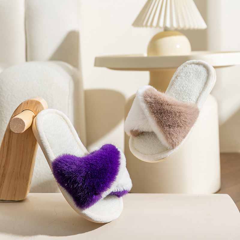 Meitenēm piemērotas pūkainas ziemas čības mājai, virsū no mākslīgās vilnas, divkrāsu raksts, anti-slips PVC zole, korejiešu stila, 4–12 gadi