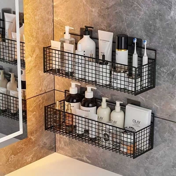 Željezni zidni regaľ za kupaonicu, skladišna polica, stil lagan luksuz, montaža bez bušenja