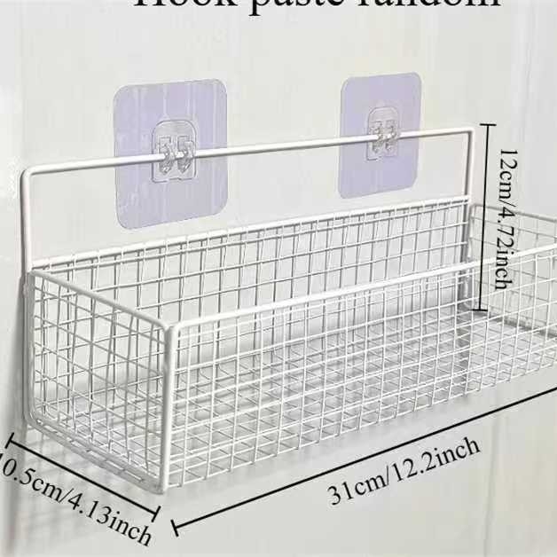 Željezni zidni regaľ za kupaonicu, skladišna polica, stil lagan luksuz, montaža bez bušenja