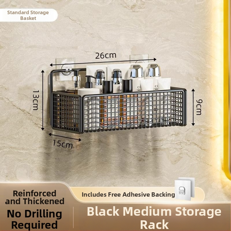 Željezni zidni regaľ za kupaonicu, skladišna polica, stil lagan luksuz, montaža bez bušenja