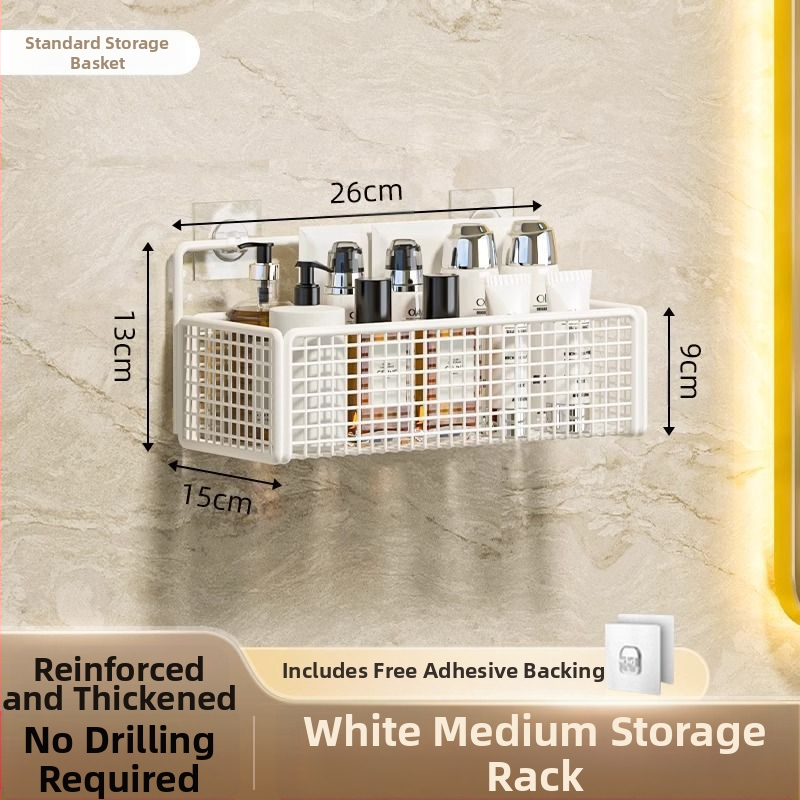 Željezni zidni regaľ za kupaonicu, skladišna polica, stil lagan luksuz, montaža bez bušenja