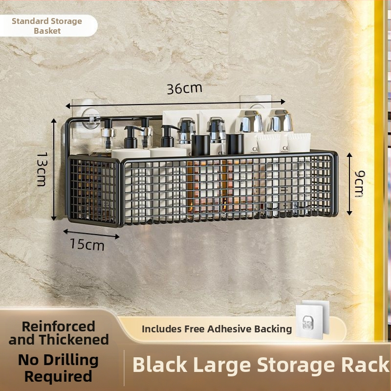 Željezni zidni regaľ za kupaonicu, skladišna polica, stil lagan luksuz, montaža bez bušenja