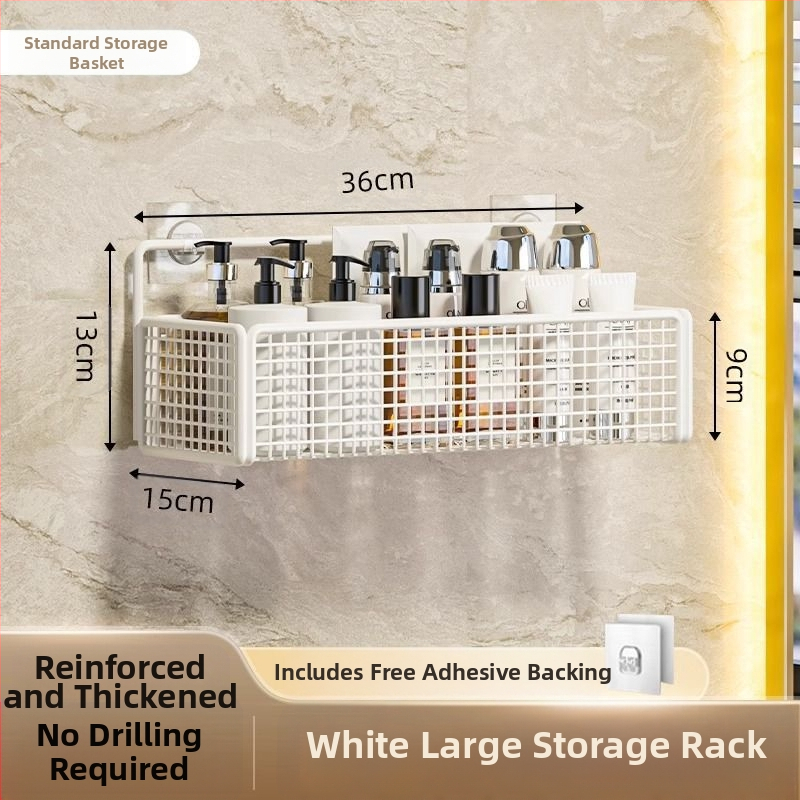 Željezni zidni regaľ za kupaonicu, skladišna polica, stil lagan luksuz, montaža bez bušenja