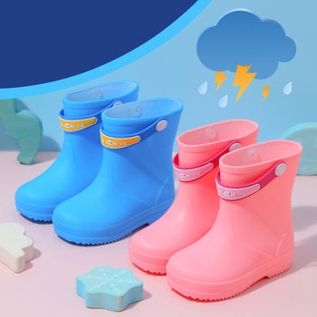 Bērnu lietus zābaki ar burtiem, PVC augšdaļa, zems papēdis 1–3 cm, vidēja caurules augstums, bieza ūdensnecaurlaidīga Pretslīdējoša zole