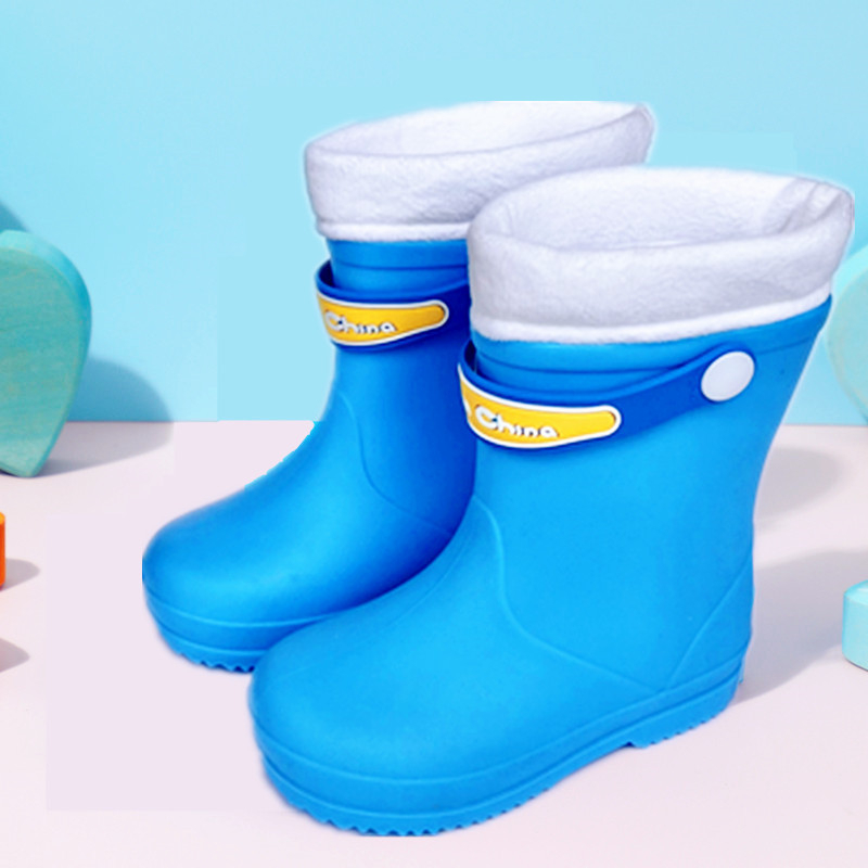 Bērnu lietus zābaki ar burtiem, PVC augšdaļa, zems papēdis 1–3 cm, vidēja caurules augstums, bieza ūdensnecaurlaidīga Pretslīdējoša zole