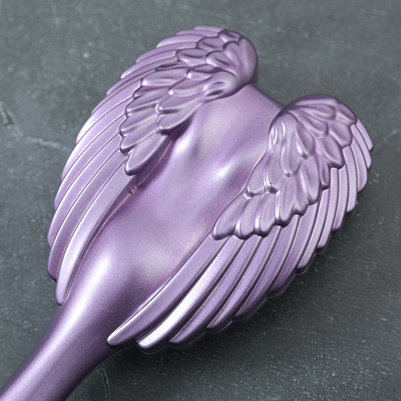 Matu ķemme ar eņģeļu spārniem, stilīgs pārnēsājams skaistumam instruments (elastīgs polimērs; elektroplatings pārklājums; rokas lietojums)