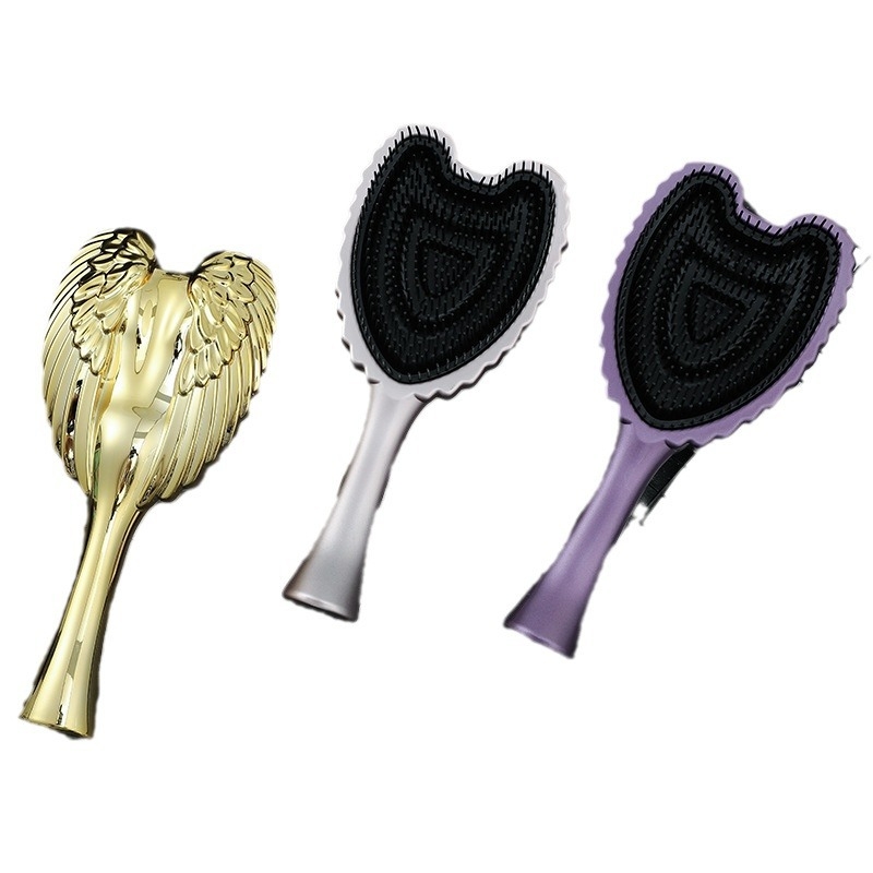 Matu ķemme ar eņģeļu spārniem, stilīgs pārnēsājams skaistumam instruments (elastīgs polimērs; elektroplatings pārklājums; rokas lietojums)