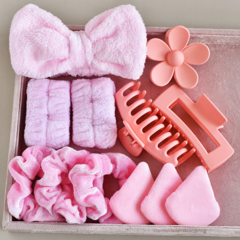 Accesorii pentru cap: set de 12 piese din material textil cu forme funda, floare, dreptunghi și triunghi, clipsuri pentru păr tip gripper, pentru femei – stil urban modern, primăvara 2025
