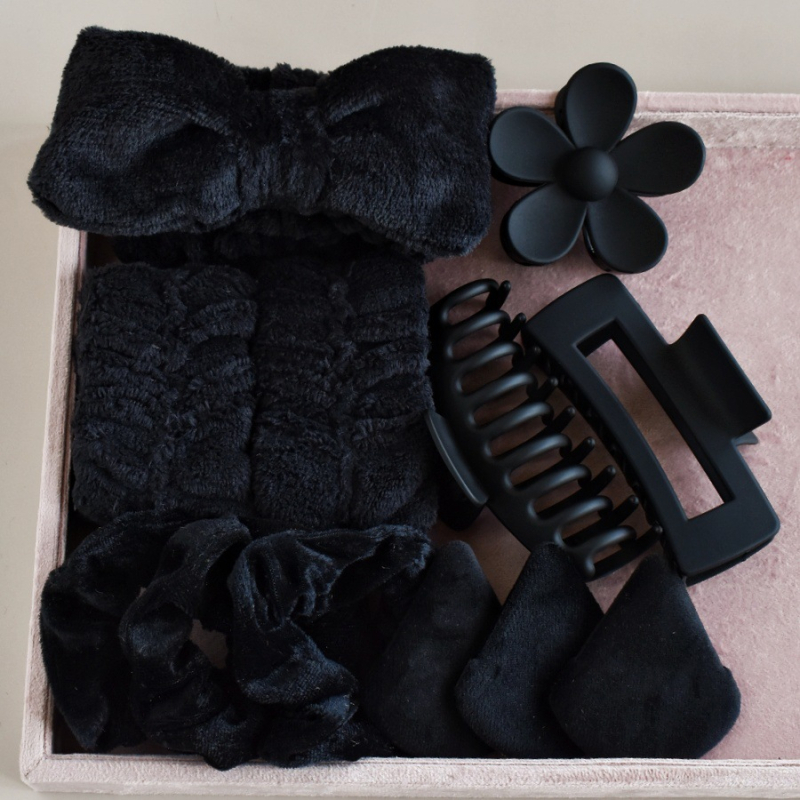 Accesorii pentru cap: set de 12 piese din material textil cu forme funda, floare, dreptunghi și triunghi, clipsuri pentru păr tip gripper, pentru femei – stil urban modern, primăvara 2025