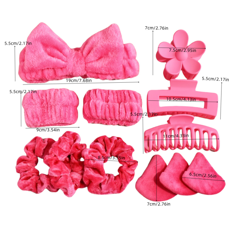 Accesorii pentru cap: set de 12 piese din material textil cu forme funda, floare, dreptunghi și triunghi, clipsuri pentru păr tip gripper, pentru femei – stil urban modern, primăvara 2025
