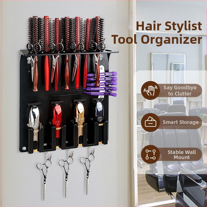 Τοίχος αποθήκευσης εργαλείων κομμωτικής για ηλεκτρικούς κουρευτές, ψαλίδια και χτένες