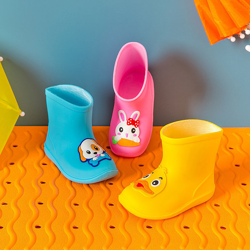 Bērnu lietus zābaki, Korejiešu stilā, PVC augšējā daļa, plakanā papēdis, vienkrāsains modelis, der visiem gadalaikiem, vecums 1-3 un 4-6 gadi