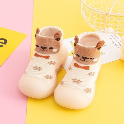 Bērnu apavi staigāšanai ar augstu augšdaļu un karikatūras rakstu, kokvilnas augšdaļa, elpojoši, pretslīdējoša zole, vecums 12–48 mēneši