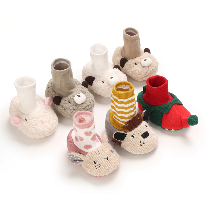 Bērnu apavi ar mīkstu zoli, siltu oderi, karikatūru dzīvnieku raksts, universālas, 12–36 mēneši