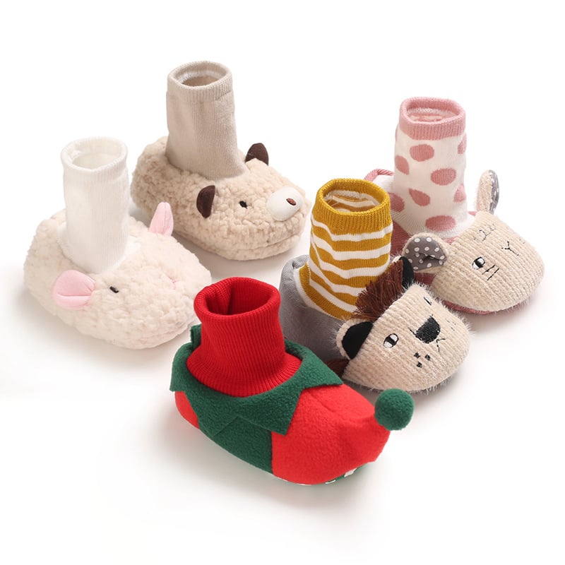 Bērnu apavi ar mīkstu zoli, siltu oderi, karikatūru dzīvnieku raksts, universālas, 12–36 mēneši