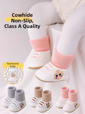 Badumao Zīdaiņu zeķes - Karikatūru raksts, combed kokvilna, elpojošas un sviedru uzsūcošas, 1-3 gadiem, ziemas-pavasara-rudens