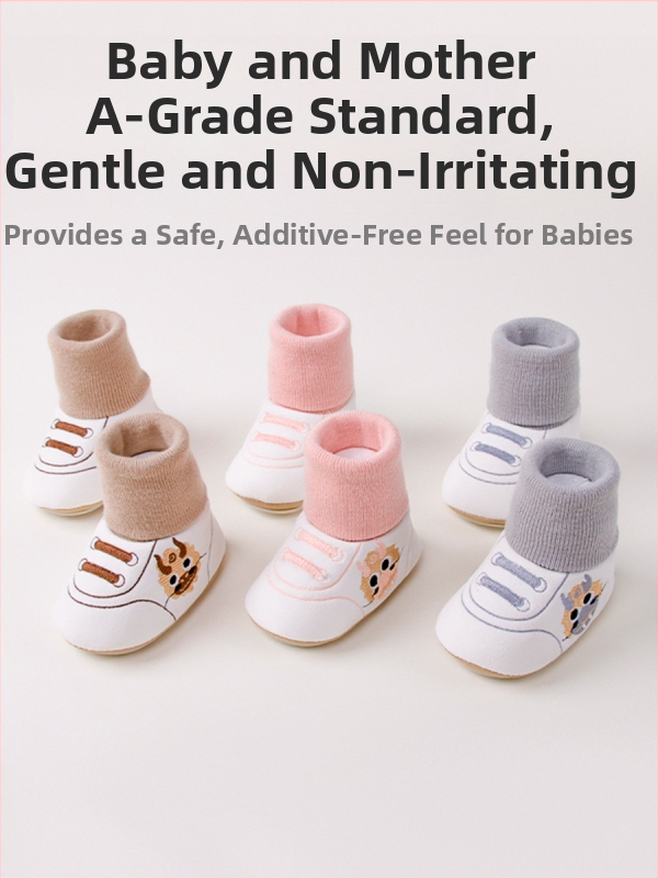 Badumao детски чорапи за бебета - карикатурен принт, памук, дишащи и попиват пот, унисекс, средна плътност, за деца 1-3 години, зима-есен-пролет