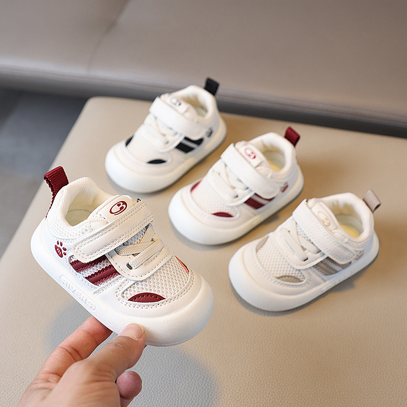 Zīdaiņu staigāšanas kurpes – elpojošs tīkla augšējais panelis, Velcro aizdare, pretslīdējošā zole, zems augšējais dizains, vecums 12–36 mēneši, pavasaris un rudens