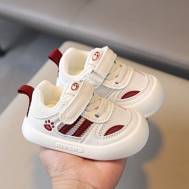 Zīdaiņu staigāšanas kurpes – elpojošs tīkla augšējais panelis, Velcro aizdare, pretslīdējošā zole, zems augšējais dizains, vecums 12–36 mēneši, pavasaris un rudens