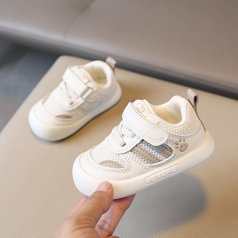 Zīdaiņu staigāšanas kurpes – elpojošs tīkla augšējais panelis, Velcro aizdare, pretslīdējošā zole, zems augšējais dizains, vecums 12–36 mēneši, pavasaris un rudens