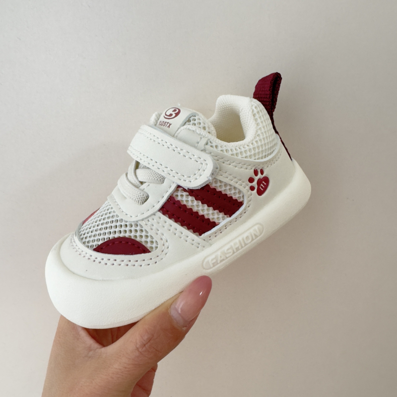 Zīdaiņu staigāšanas kurpes – elpojošs tīkla augšējais panelis, Velcro aizdare, pretslīdējošā zole, zems augšējais dizains, vecums 12–36 mēneši, pavasaris un rudens