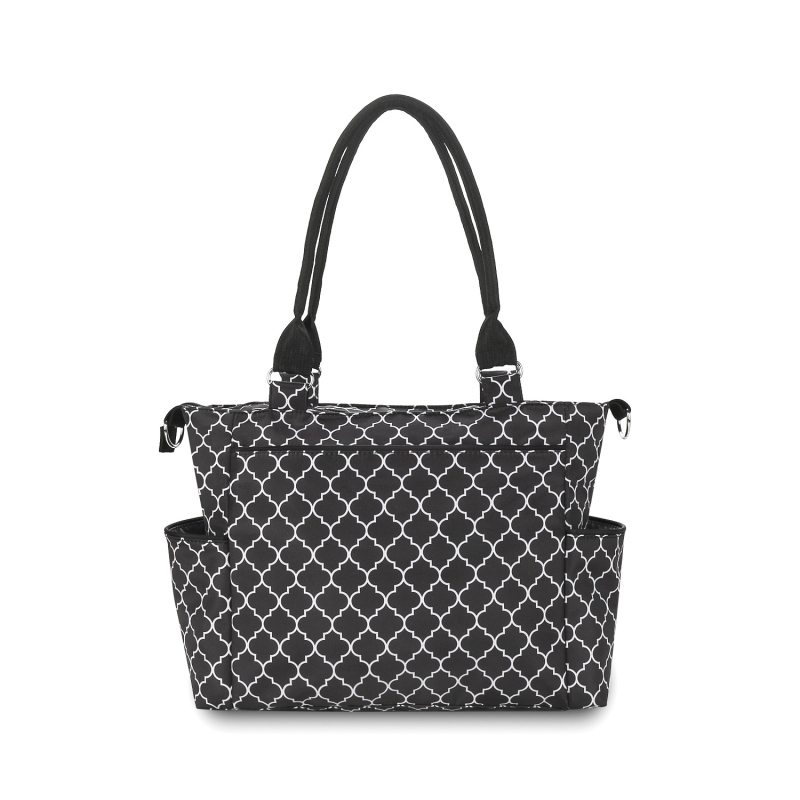 Чанта за мама — мултифункционална раирана чанта за мама и бебе; полиестер, размери 31×16×30 см; натоварване до 20 кг; презрамка едно рамо