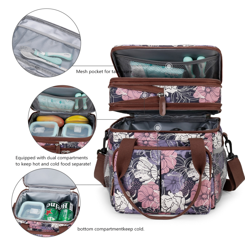 Izolačná taška na obed s vodotesným dizajnom; prenosná, skladacia, funkcia naplnenia vodou; vhodná ako chladiaca taška a piknik taška (Oxford látka).